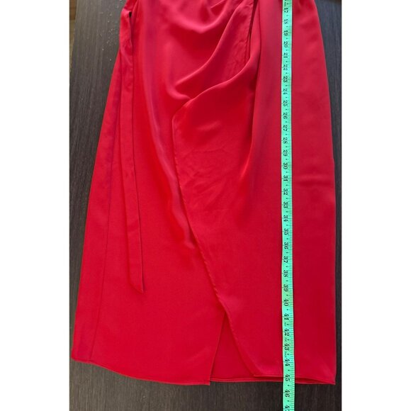 NWT Aritzia Babaton Petra Satin Red Wrap Tie Midi Dress Size XS - Picture 8 of 8
